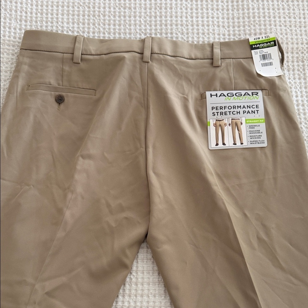Haggar Men's Khaki Performance Stretch Chinos - Picture 4 of 6